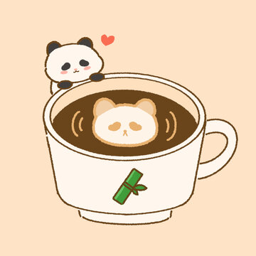 熊貓咖啡插畫