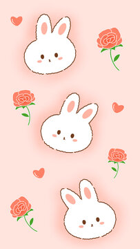 兔子玫瑰插画