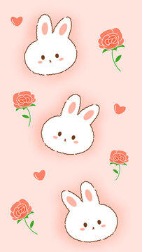 兔子玫瑰插畫