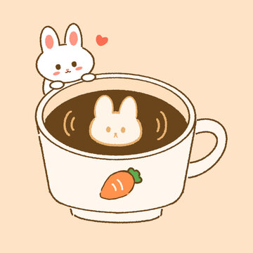 兔子咖啡插畫