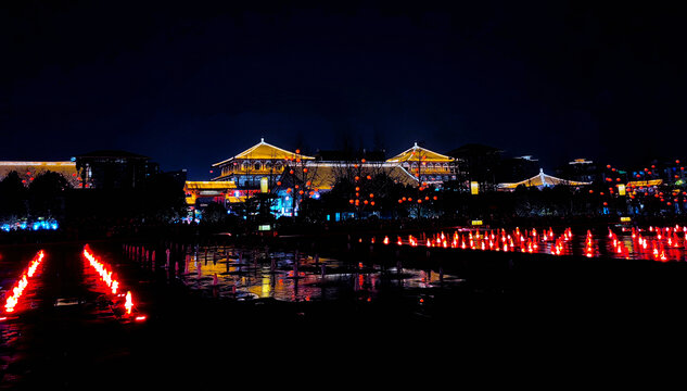 西安大雁塔北广场夜景