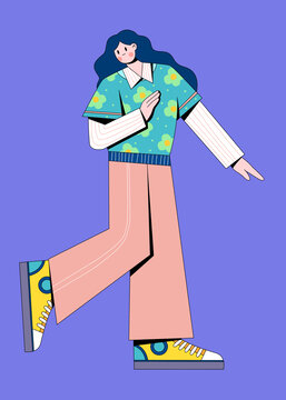 扁平風(fēng)紫藍(lán)色背景少女