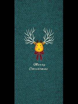 圣诞节蝴蝶结小鹿手机壁纸