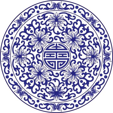 青花寿字莲纹