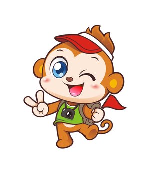 卡通可愛小猴子導(dǎo)游旅游