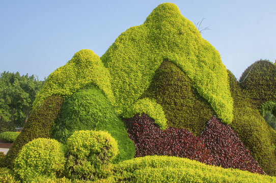 山峰花草造型景观