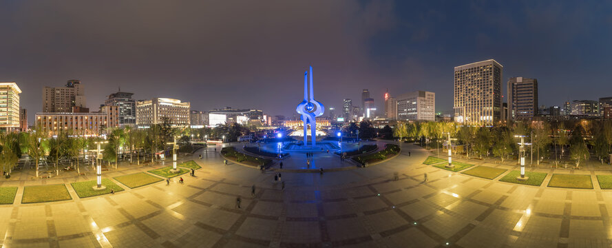 高清宽幅济南泉城广场夜景