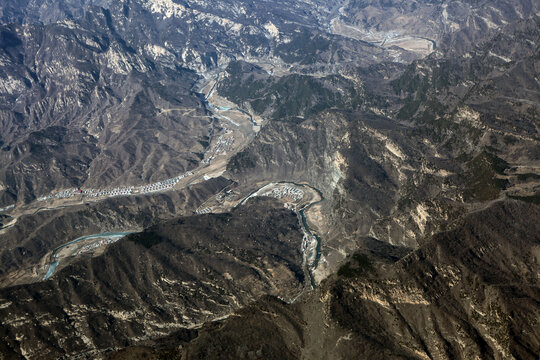 北京密云山区俯瞰