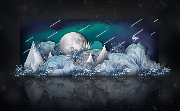 藍色極光唯美大氣星空舞臺區(qū)