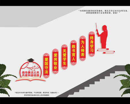 廉潔文化進(jìn)校園樓梯文化墻