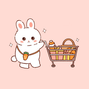 兔子购物插画