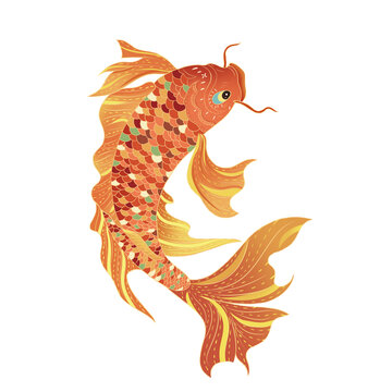 中國(guó)風(fēng)錦鯉鯉魚插畫
