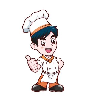 卡通年轻男性厨师竖大拇指