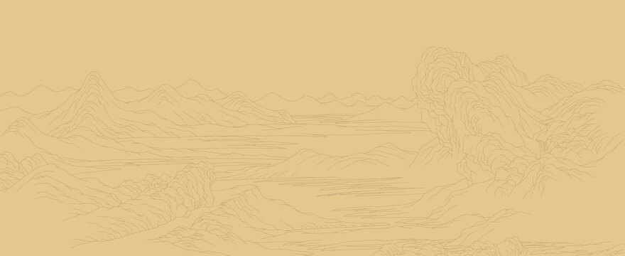 山水線(xiàn)描稿
