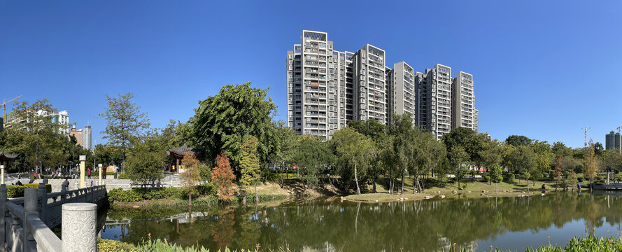 高档洋房湖景水景地产背景