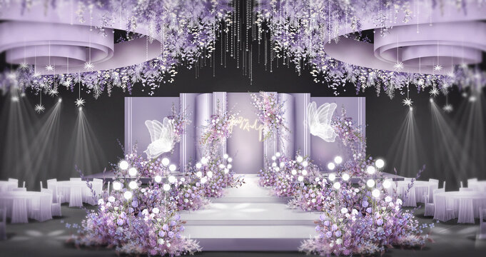 粉紫色梦幻婚礼效果图