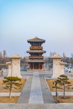 山西太原晋祠公园景观