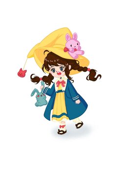 玩偶世家可愛女孩兒童插畫