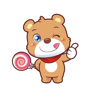 卡通可愛小熊豎大拇指