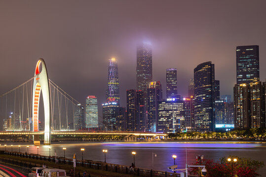 广州珠江新城摩天大楼夜景