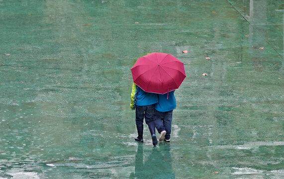 雨中孩子