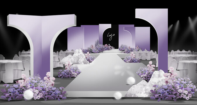 紫色韩式婚礼效果图