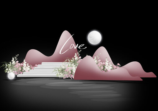 白粉色婚禮效果圖