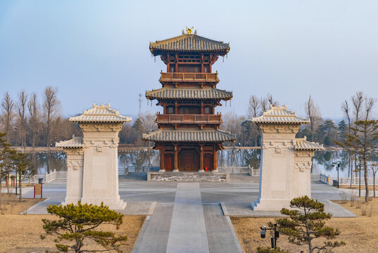 山西太原晋祠公园景观