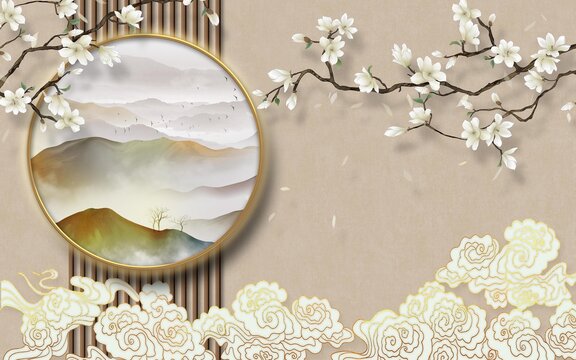玉蘭格柵背景畫(huà)