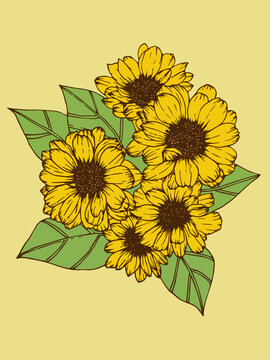復(fù)古花園北歐黃色花朵裝飾畫