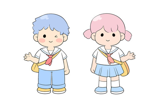 卡通學(xué)生男孩女孩