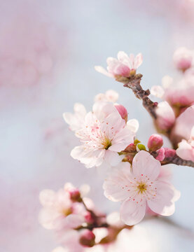 春游踏青樱花盛开特写蓝天白云