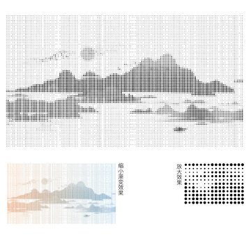 圆点山水镂空图案