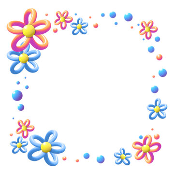 3d藝術(shù)氣球花朵邊框免摳素材