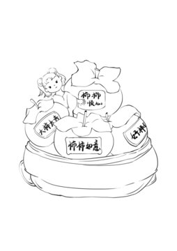 柿子小場(chǎng)景線(xiàn)稿