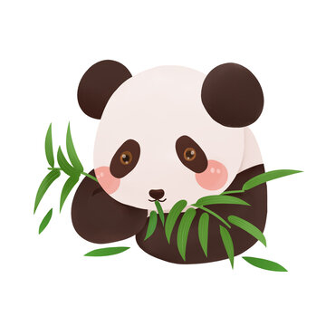 卡通动物竹叶熊猫