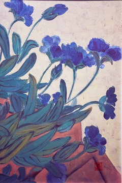 梵高风格花卉油画