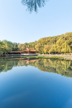 秋天中国辽宁抚顺劳动公园风景