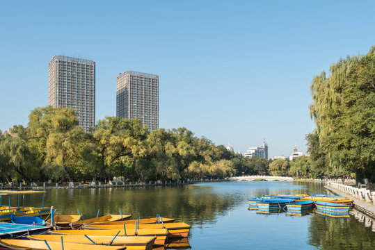 秋天中国辽宁抚顺劳动公园风景