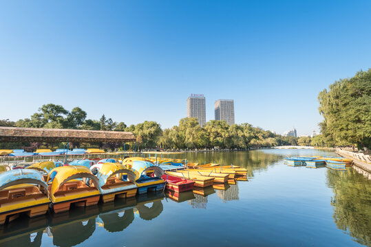 秋天中国辽宁抚顺劳动公园风景