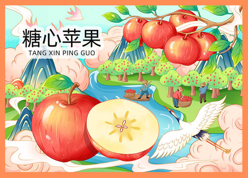 糖心蘋果插畫手繪