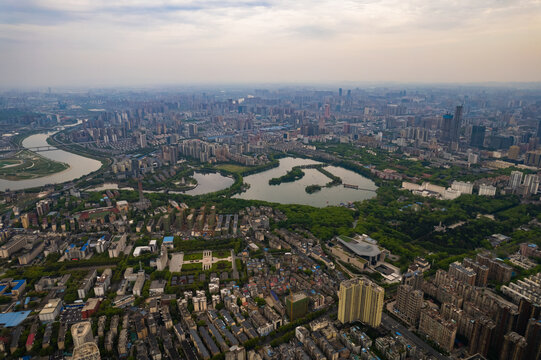 湖南长沙城市全景航拍