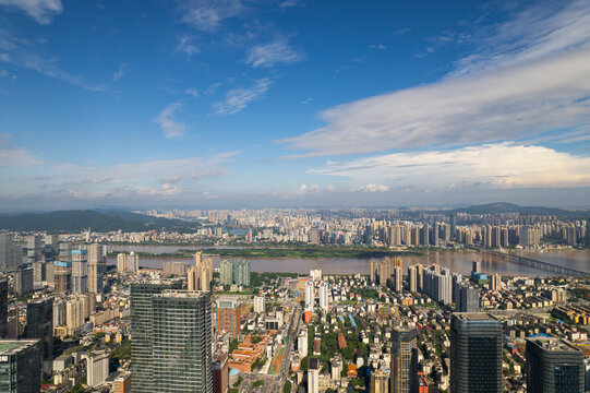 湖南长沙城市全景航拍