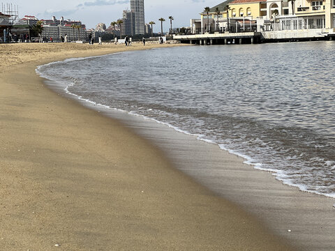 海水海边沙滩建筑