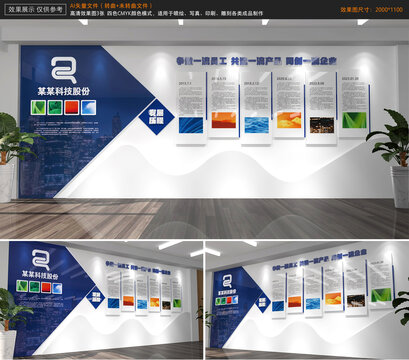 高端蓝色企业文化墙