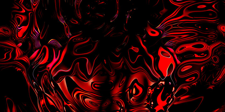 红色抽象流体艺术画