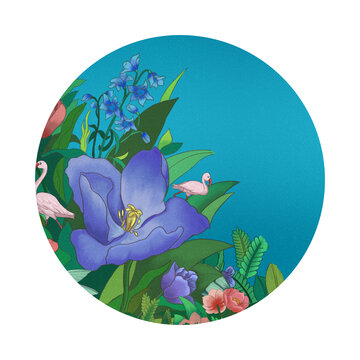 手繪國(guó)潮插畫花卉
