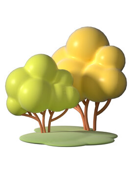 3D免抠黄绿色树木