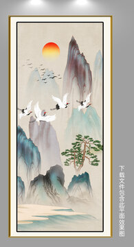玄關(guān)國畫山水