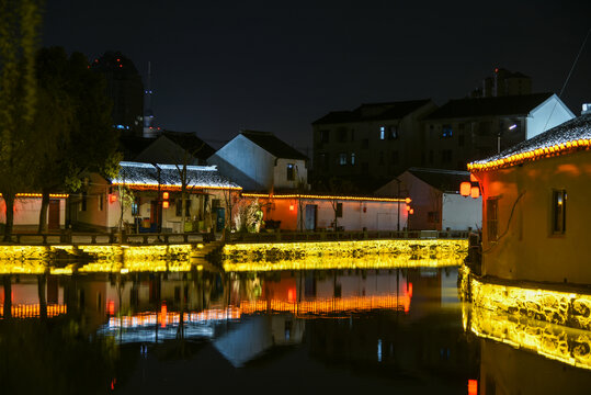 江南水乡古镇夜景